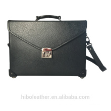 Black Genuine Leather Man's Briefcase Tablet PC Case Shoulder Bag